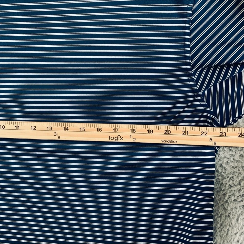 Greg Norman Golf Polo Shirt Men's Short Sleeve‎ Striped Navy White Size L
